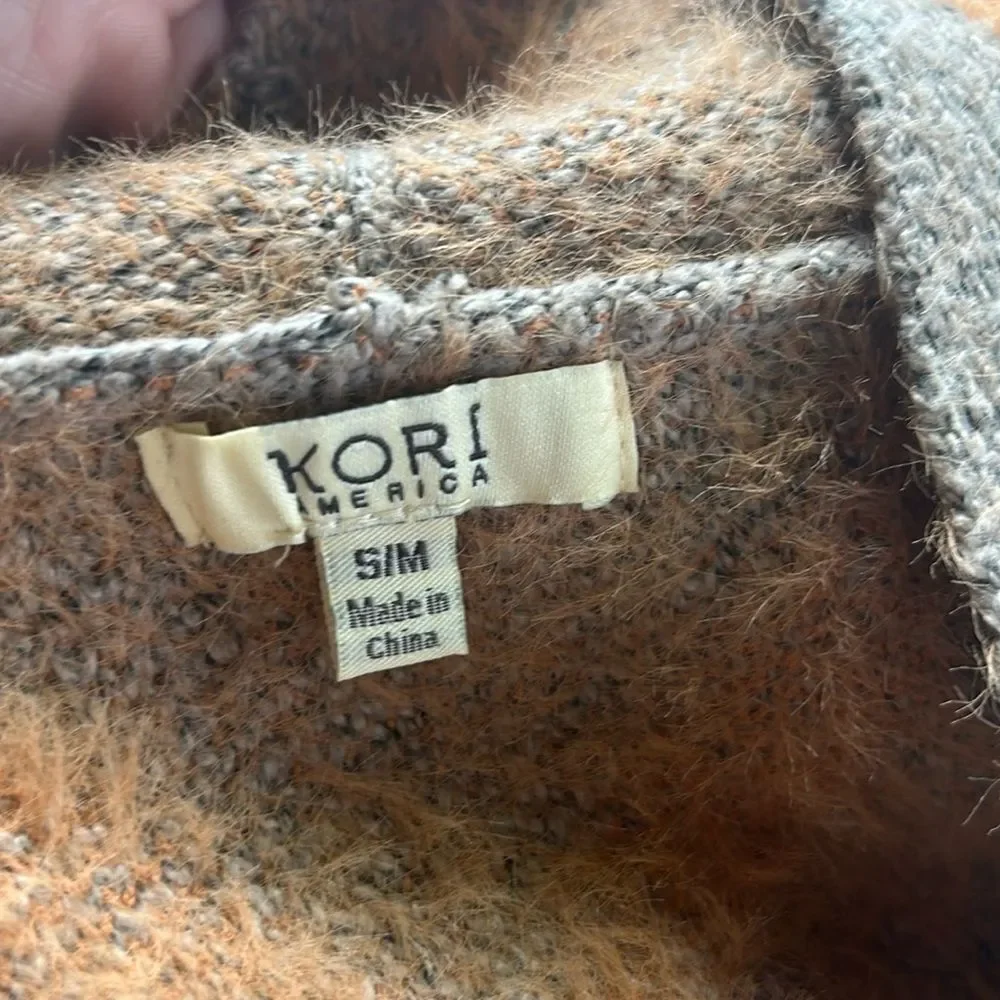 Kori sweater  Open Front cardigan diamond pattern eyelash Size Small/Medium